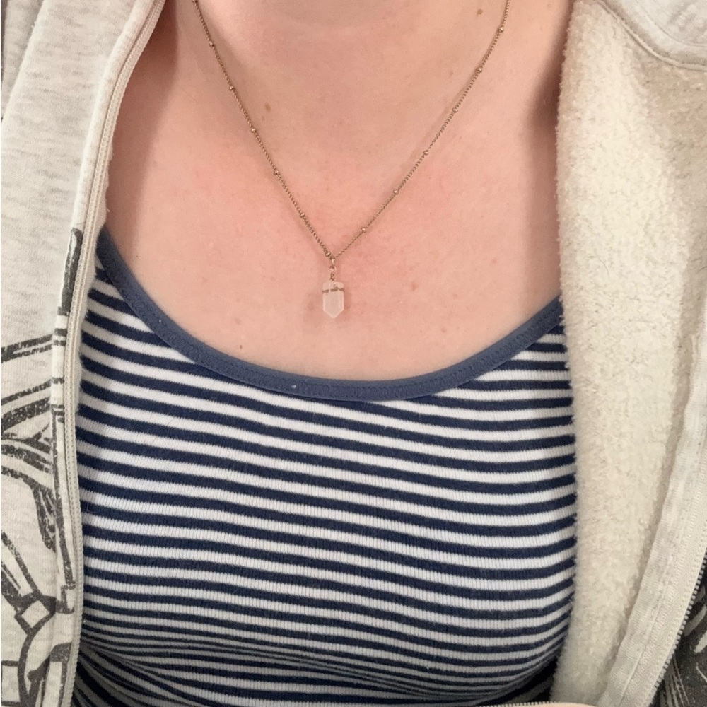 Delicate Gold Chain Necklace with Clear Crystal Pendant
